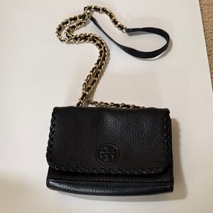Tory Burch Black Crossbody Bag with Gold Chain